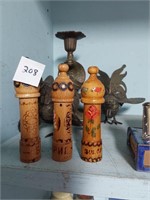 3 Vtg. Wooden Perfume Bottle Holders