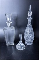 Collection of Three Decanters, Crystal and Glass