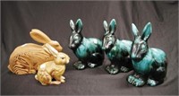Four various ceramic rabbits