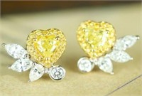 18K Gold Yellow Diamond Earrings