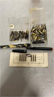 LARGE LOT OF VINTAGE FOUNTAIN PEN TIPS AND 2 PENS