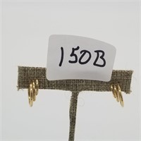 10K Gold Triple Hoop Pierced Earrings 1.2 grams