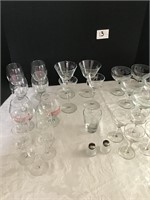 Etched Stars, Grapes, Roses Crystal Glasses