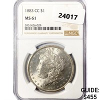 1883-CC Morgan Silver Dollar NGC MS61