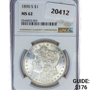 1890-S Morgan Silver Dollar NGC MS62