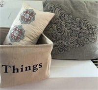 Throw Pillows with Canvas Storage Basket