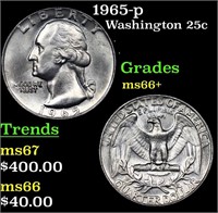 1965-p Washington Quarter 25c Grades GEM++ Unc