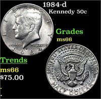 1984-d Kennedy Half Dollar 50c Grades GEM+ Unc