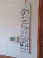 "Our Family Rules" hanging wood sign