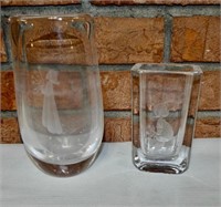 1960's Etched Vases. Kjellander 4.75" tall and