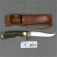 Schrade 491 Stag Handle Knife & 49ers Sheath