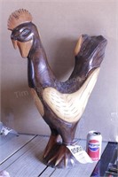 Hand Carved Wood Rooster Figure