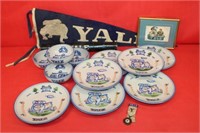 7pc M.A. Hadley Plates "Yale w/ a dog" 9"