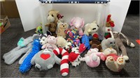 Storage tote with stuffed animals