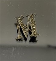 Sterling silver "M" pin