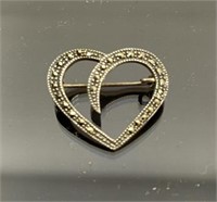 Sterling silver heart pin