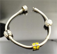 Sterling silver Pandora charm bracelet