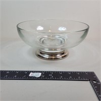 10.5" Large Glass Bowl Silver Base