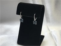 14k White Gold & Topaz & White Sapphires Earrings