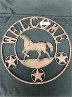 Contemporary Horse-Form Welcome Sign
