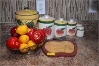 GROUPING APPLE CANISTERS, ARTIFICIAL APPLES AND