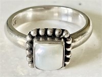 Sterling silver ring with square pearl