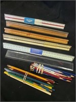 Rulers and colored pencil
