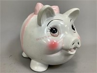 Large Pig Coin Bank with Pink Bow
