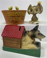 Enesco Chicken Feed, Dog House & Mouse Nodders