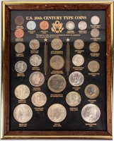 Coin Framed US 20th Century Type Coin Set