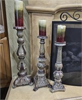 Italian Style Pillar Candle Holders & Candles