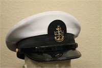 U.S. Sr. CPO Navy White Top Dress Visor Hat