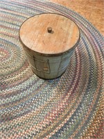 Antique Wooden Bucket with Lid Canister 15"