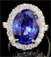 14k Gold 14.79 ct Sapphire & Diamond Ring