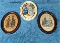 Antique La Mode Illustree Oval Framed Prints