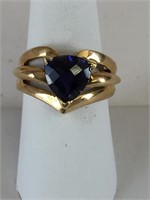 14K GOLD MY BRAND RING SIZE 8 TRILLION CUT DARK