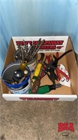 Box w/ snap ring plier set, assorted drill bits