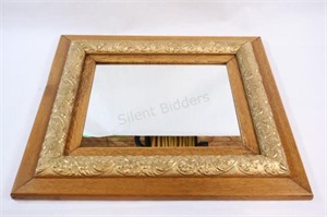 Antique Oak & Ornate Gold  Plaster Mirror
