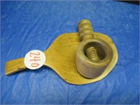 WOOD NUT CRACKER, EARLY BUTTER PADDLE