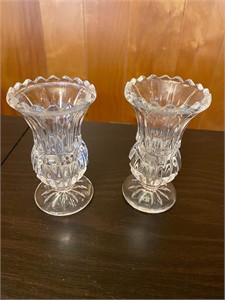(2) Vintage Lead Crystal Pedestal Vases/Bud Vases