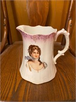 Vintage Victorian Pitcher with Woman on Front