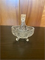 Lead Crystal Footed Small Cut Glass Basket