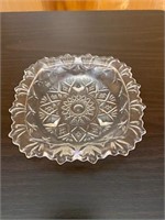 Vintage Parasi Clear Glass Footed Trinket Dish
