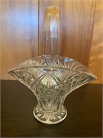 Vintage Clear Lead Crystal Patterned Glass Basket