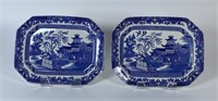 PAIR BLUE WILLOW BURLEIGHWARE PLATTERS