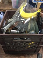 Crate of misc garage items