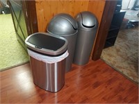 Lot of 3 Kitchen Trash Cans. One Can is Auto