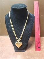 LCI Gold Tone Heart Pendant and Chain