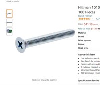 Hillman 101042 Zinc Flat Head Phillips Machine Scr