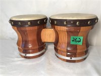 Wooden Bongo Drums (11"L)